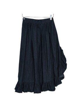 Vintage Hunters Run Ruffled Skirt Womens Size 10 Blue Asymmetrical Boho Western